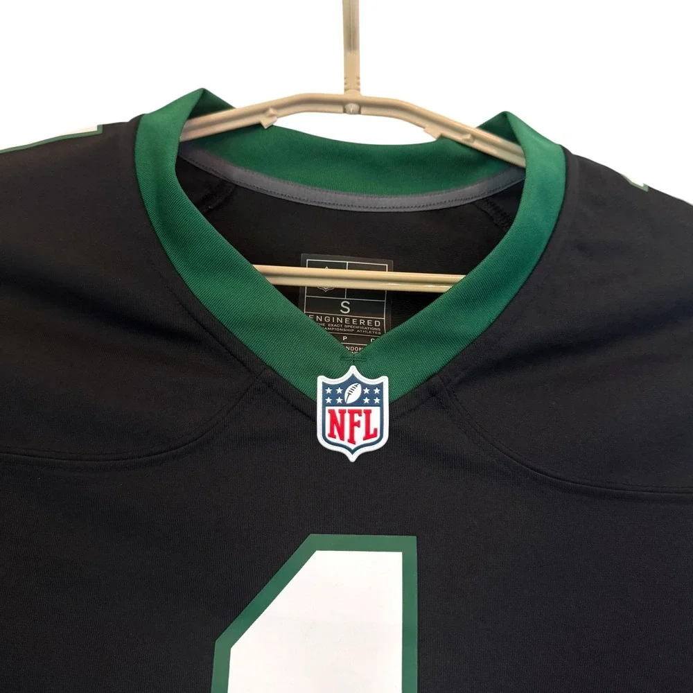 Nike Mens New York Jets Sauce Gardner 1 Jersey Black Green Small NFL Football